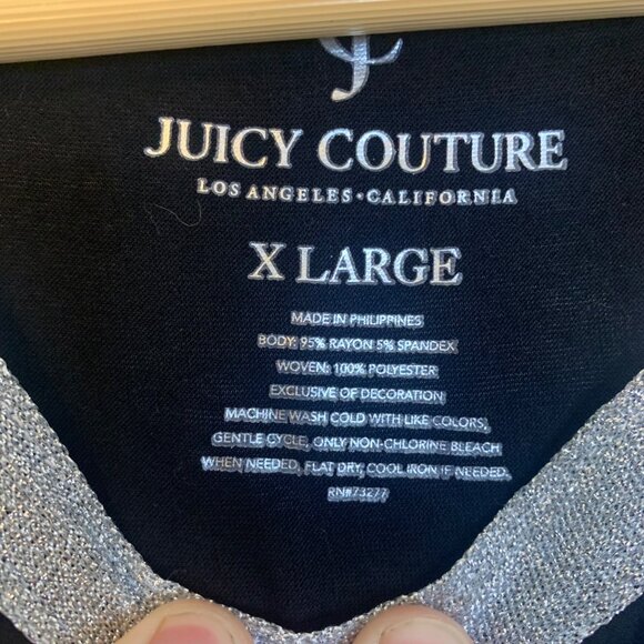 Juicy Couture Black Short Sleeve Layered Blouse Collar Accent Size XL - Picture 6 of 8